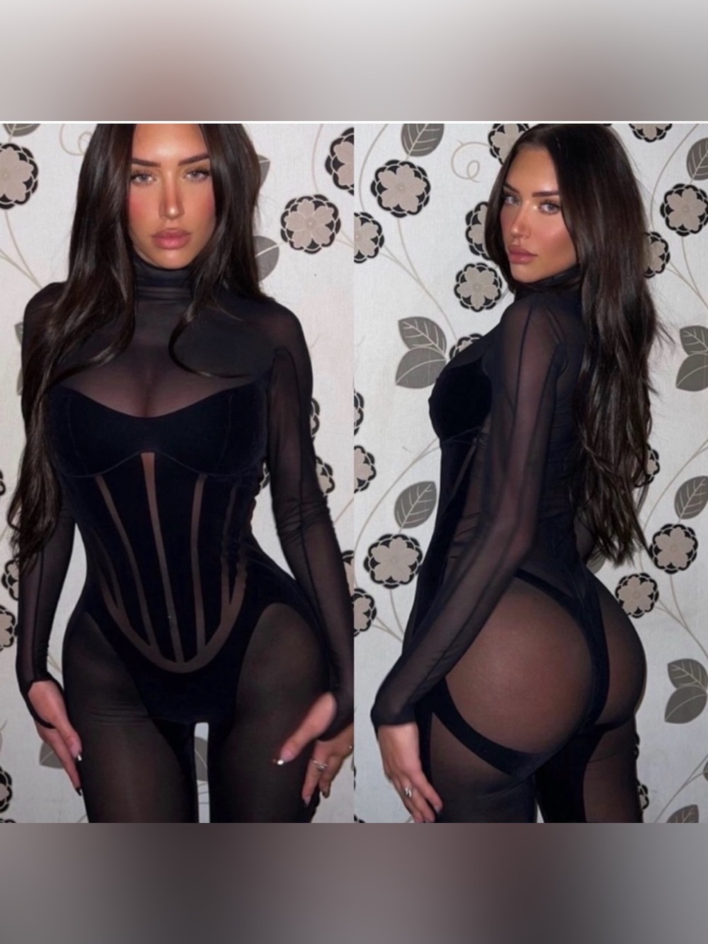 Wolford x Mugler Black Flock Shaping Catsuit FWRD REVOLVE